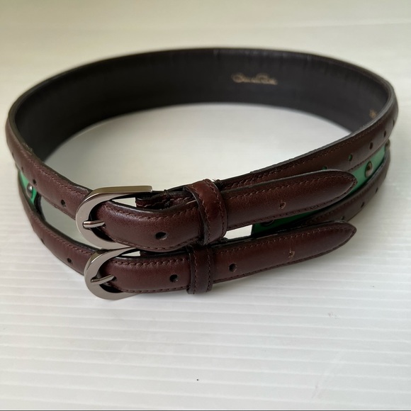Oscar de la Renta Vintage Double Buckle Leather Belt , M main image 8